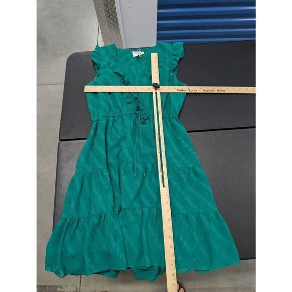 Anthropologie HD in Paris Ruffle Dot Signe Green Dress Women's Size 8 - Picture 4 of 4